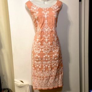 Talbots Peach Cotton Embroidered  Shift Dress